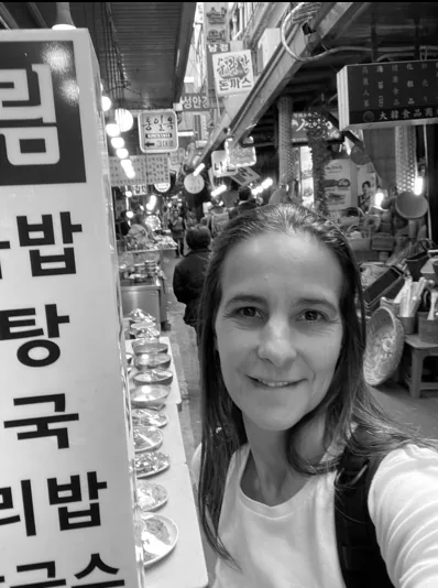 Carolina on a street in South Korea